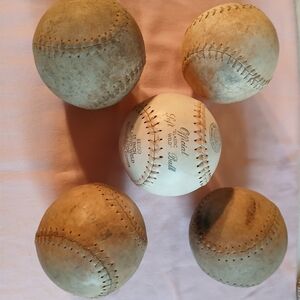 Lot Of Five Antique Baseballs 12 In